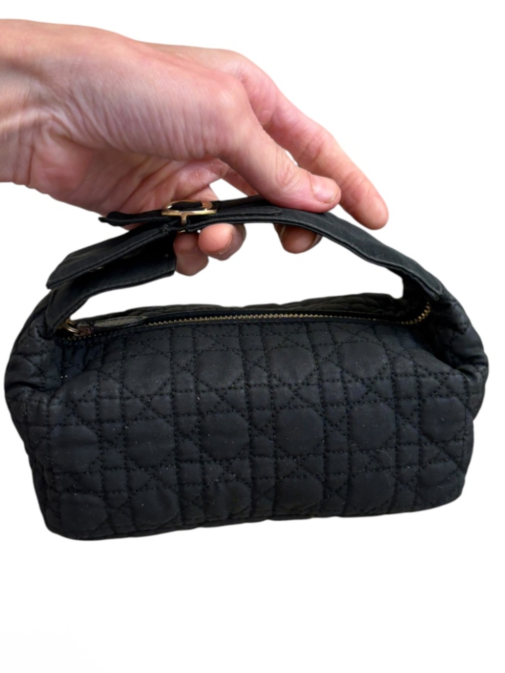 Christian Dior authentic nylon cannage mini black pouch bag